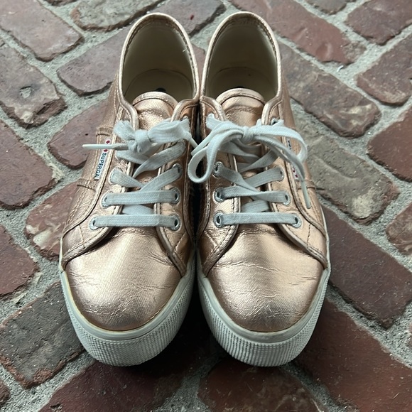 Superga Rise Gold Platform Sneakers - Picture 2 of 7